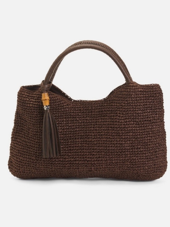 Tommy Bahama Handbags - Tommy Bahama Brown Woven Tote with Tassel brown